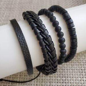 4pcs Braided Cuff Bracelet Set – Men's & Women's